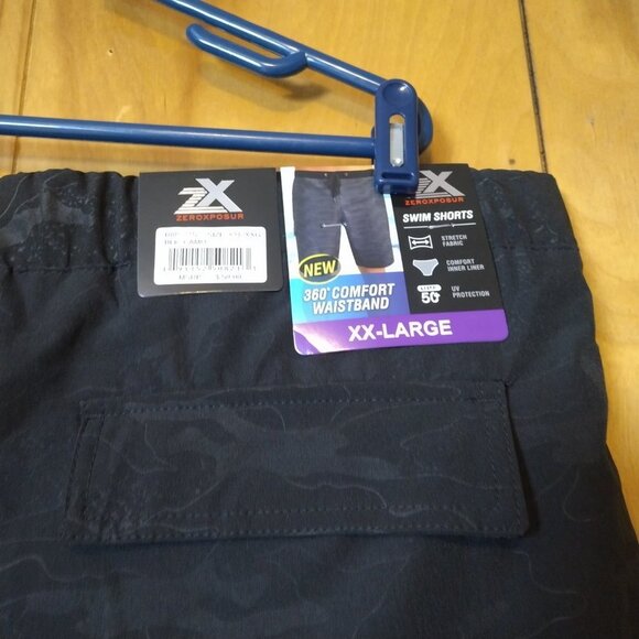 ZEROXPOSUR MEN'S XXL BLACK CAMO SWIM TRUNKS SHORTS NEW BEACH VACATION - Picture 5 of 6